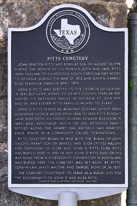 Pitts Cemetery Marker. Click for full size. Pitts Cemetery Marker image. Click for full size.