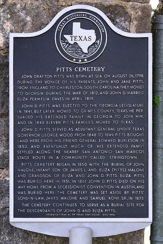 Pitts Cemetery Marker image. Click for full size.