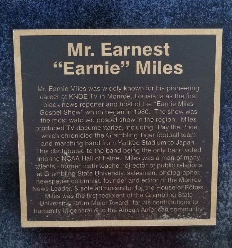 Mr. Earnest "Earnie" Miles Marker image. Click for full size.