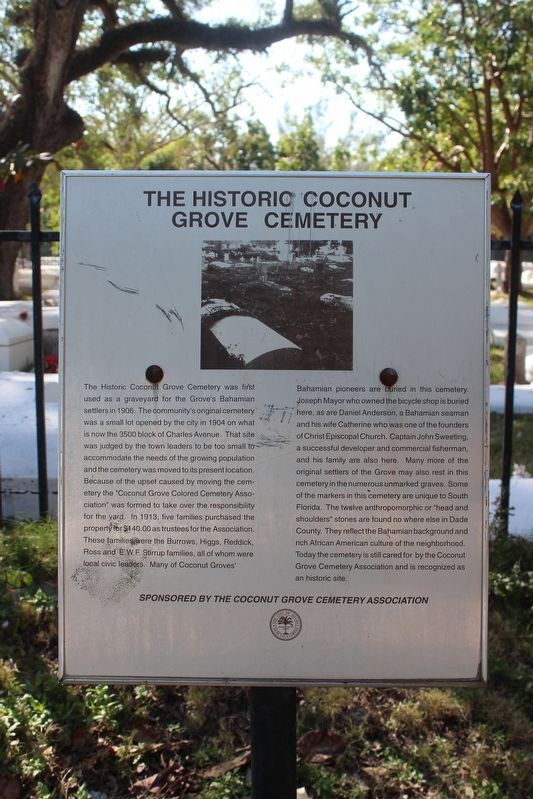 The Historic Coconut Grove Cemetery Marker image. Click for full size.