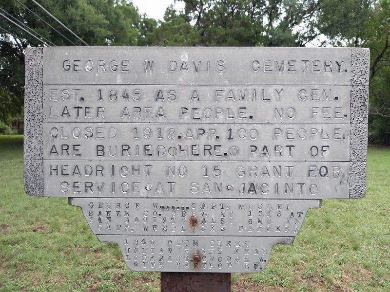 An additional Davis Cemetery Marker image. Click for full size.