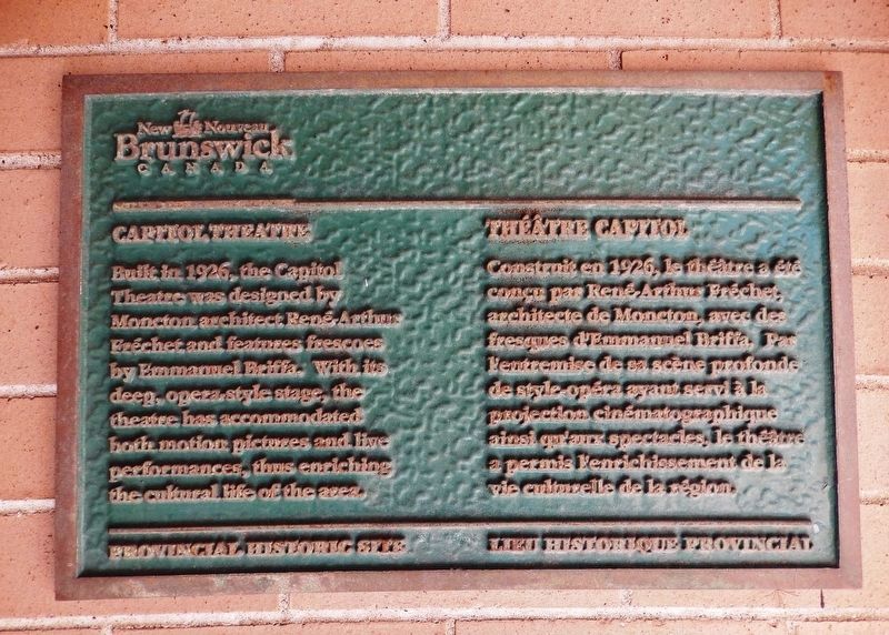 Capitol Theatre / Th��tre Capitol Marker image. Click for full size.