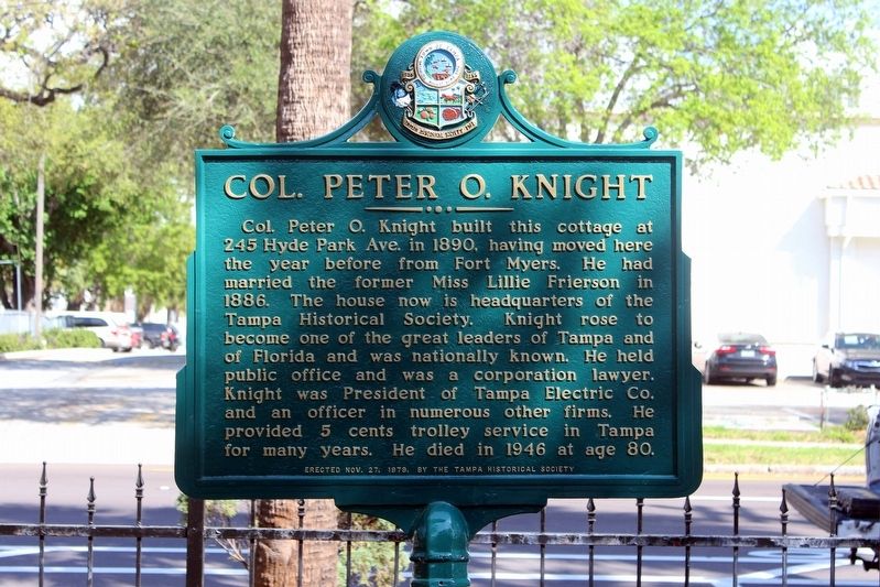 Col. Peter O. Knight Marker image. Click for full size.