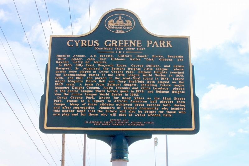 Cyrus Greene Park Marker Side 2 image. Click for full size.