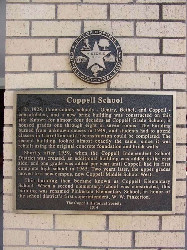 Coppell School Marker. Click for full size. Coppell School Marker image. Click for full size.
