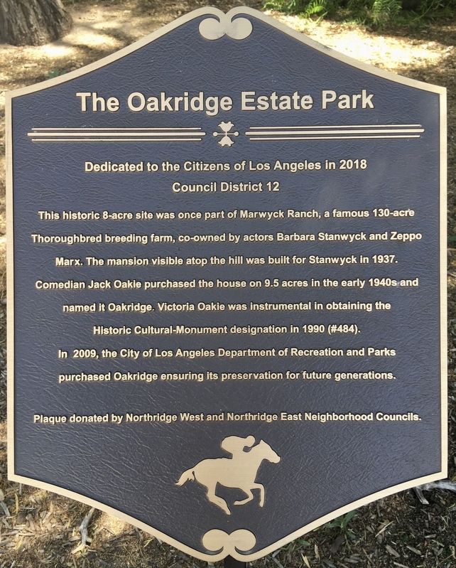 Oakridge Estate Park Marker. Click for full size. Oakridge Estate Park Marker image. Click for full size.
