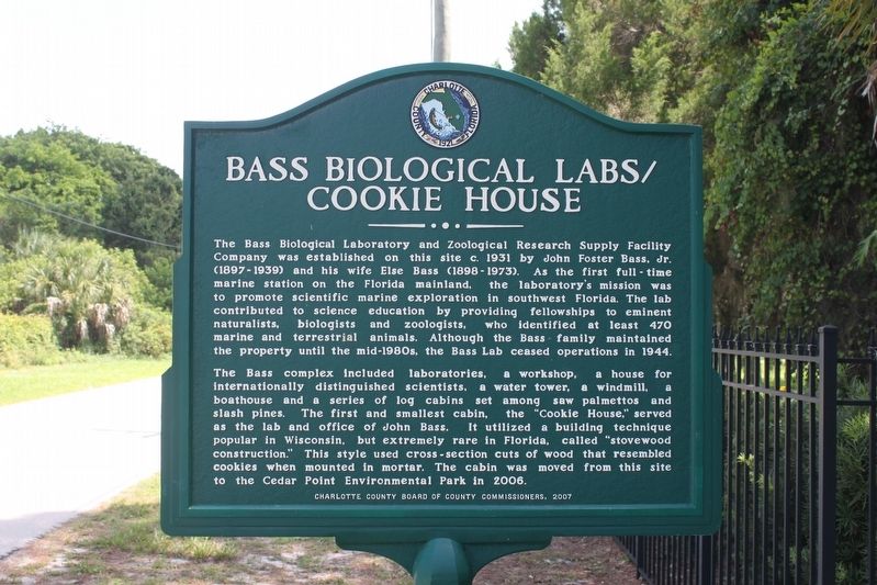 Bass Biological Labs/Cookie House Marker image. Click for full size.