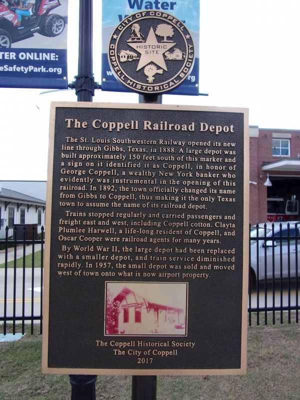 The Coppell Railroad Depot Marker. Click for full size. The Coppell Railroad Depot Marker image. Click for full size.