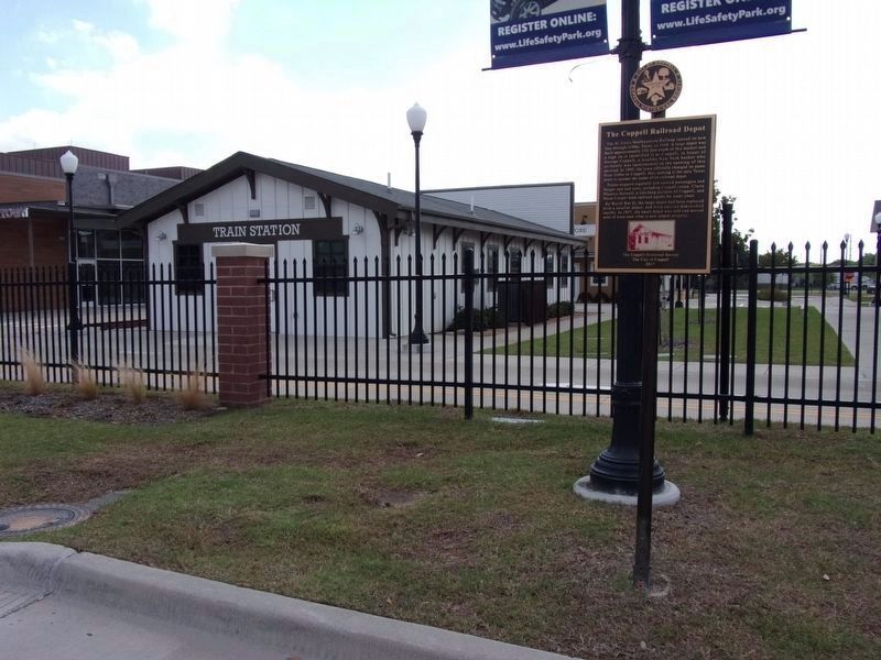 The Coppell Railroad Depot and Marker. Click for full size. The Coppell Railroad Depot and Marker image. Click for full size.