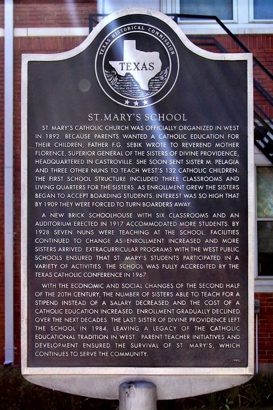 St. Mary's School Marker image. Click for full size.