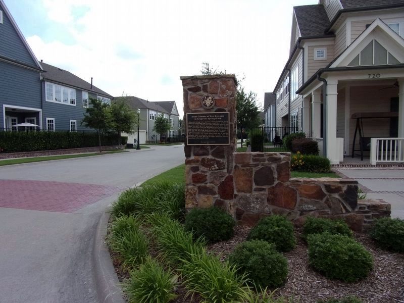 Stone Columns at West Entrance to Grapevine Springs Park and Marker. Click for full size. Stone Columns at West Entrance to Grapevine Springs Park and Marker image. Click for full size.