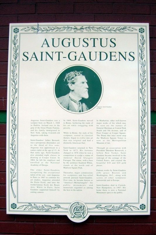 Augustus Saint-Gaudens Marker image. Click for full size.