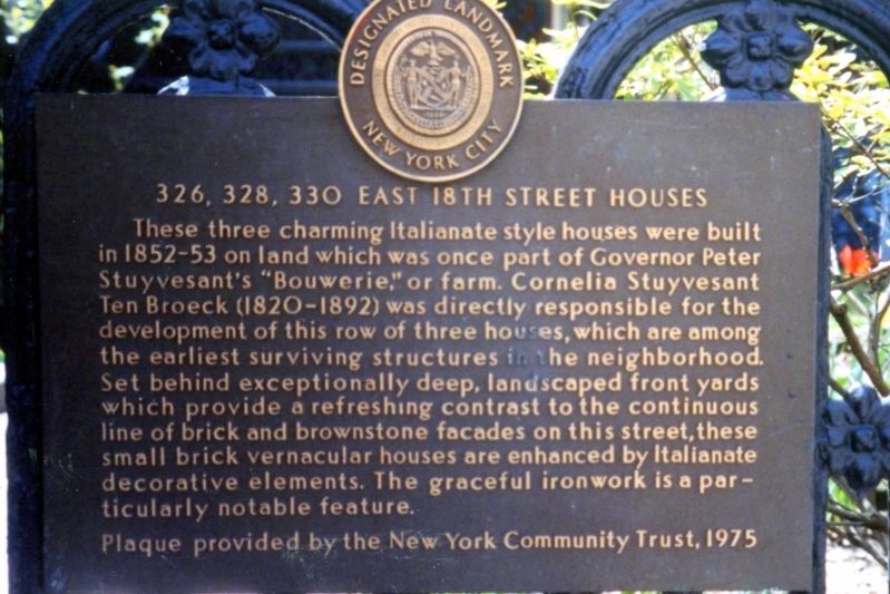 326, 328, 330 East 18th Street Houses Marker image. Click for full size.