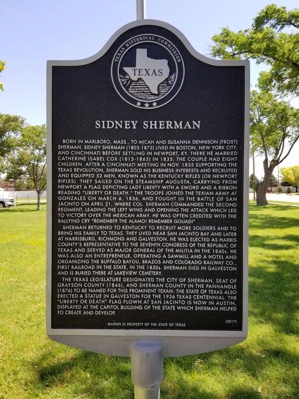 Sidney Sherman Marker. Click for full size. Sidney Sherman Marker image. Click for full size.