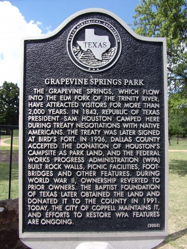 Grapevine Springs Park Marker image. Click for full size.