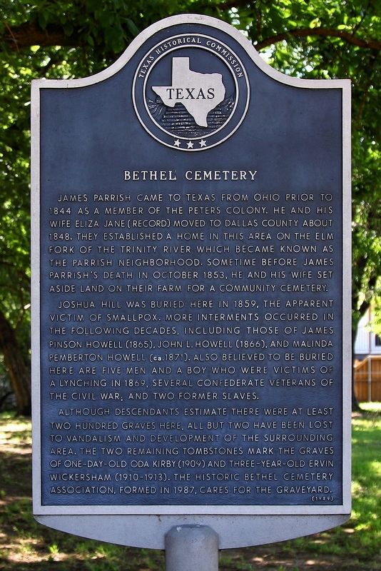 Bethel Cemetery Marker image. Click for full size.