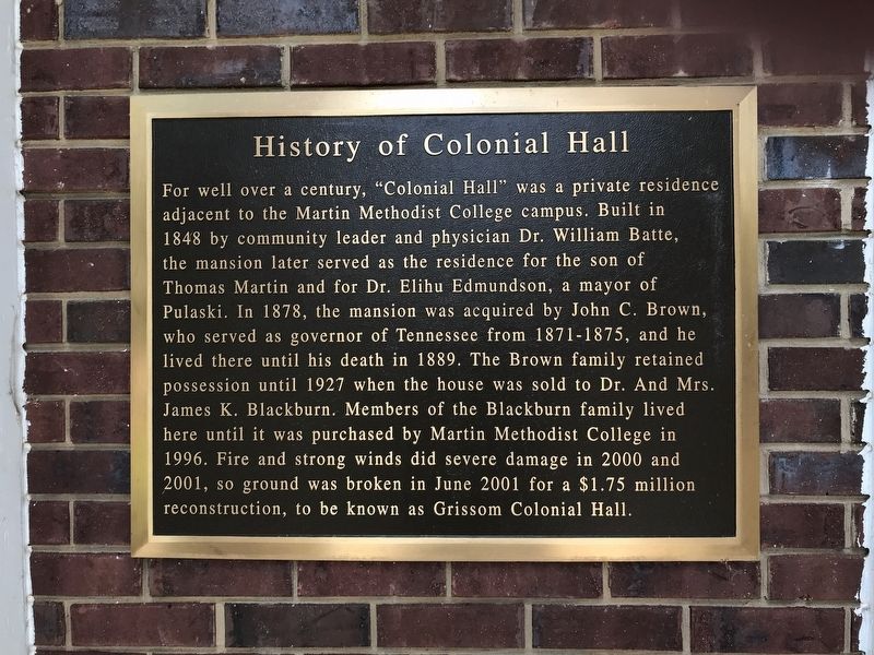 History of Colonial Hall Marker image. Click for full size.