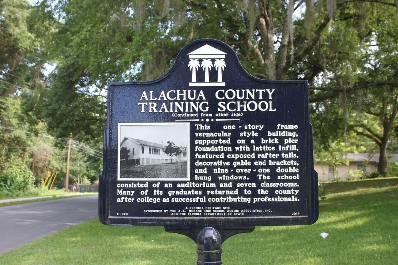 Alachua County Training School Marker Side 2 image. Click for full size.