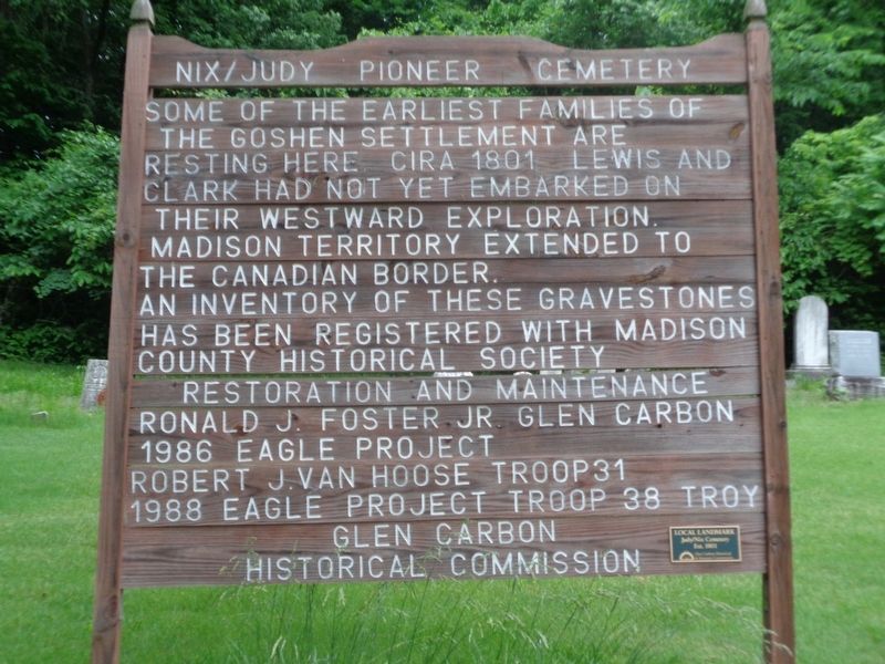 Nix/Judy Pioneer Cemetery Marker image. Click for full size.