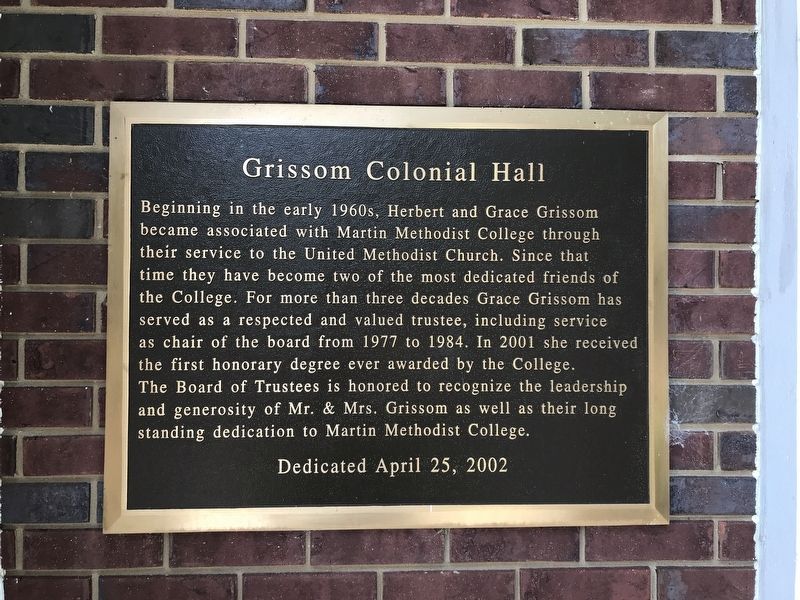 Grissom Colonial Hall Marker image. Click for full size.