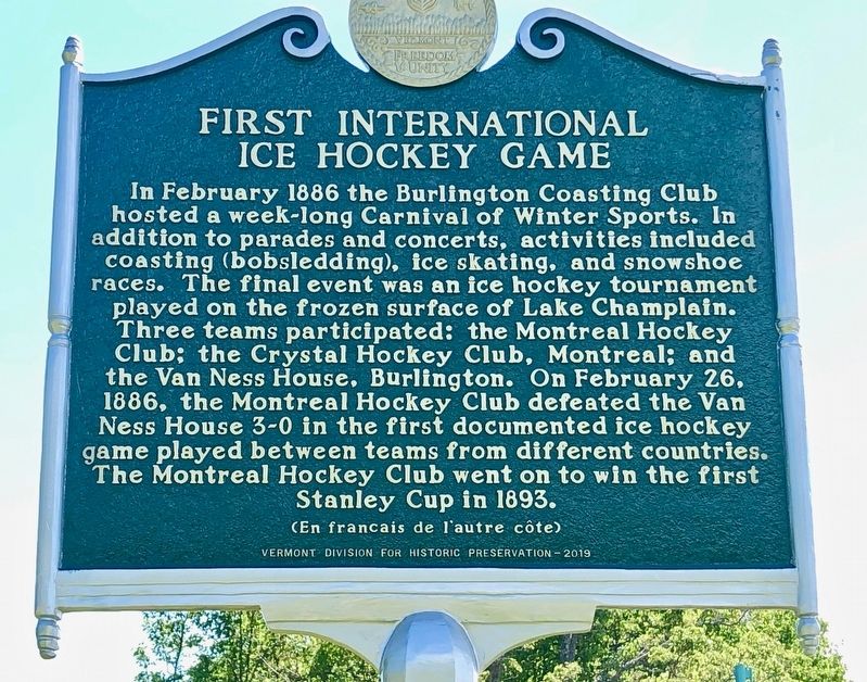 First International Ice Hockey Game Marker (English side) image. Click for full size.