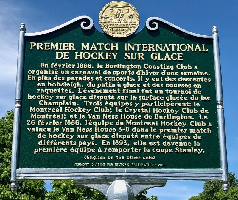 First International Ice Hockey Game Marker (French side) image. Click for full size.
