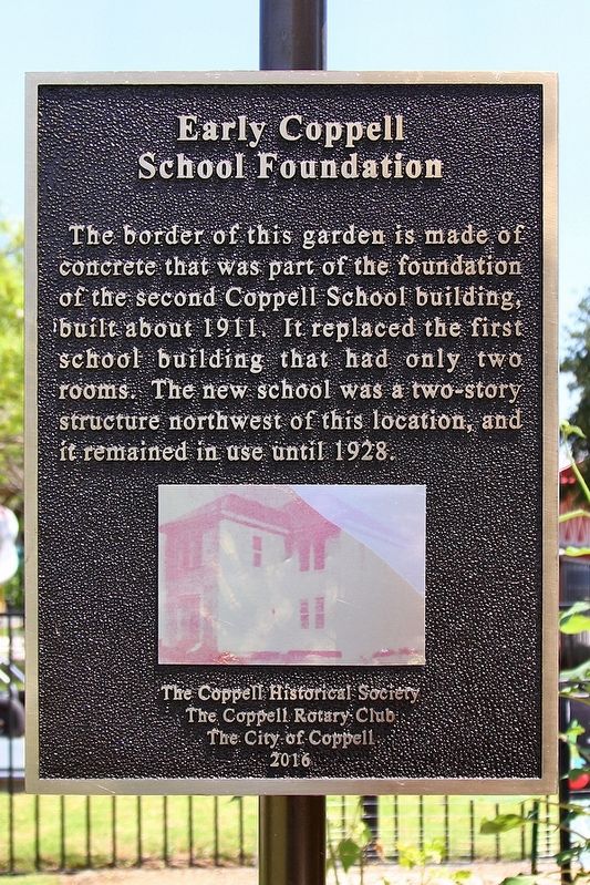 Early Coppell School Foundation Marker. Click for full size. Early Coppell School Foundation Marker image. Click for full size.