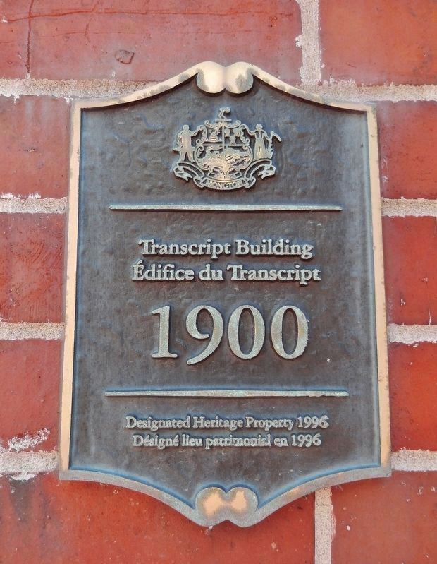 Transcript Building Heritage Marker image. Click for full size.