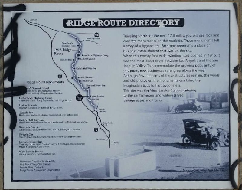 Ridge Route Directory Marker image. Click for full size.