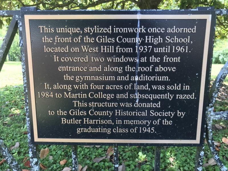 Giles County High School Ironwork Marker image. Click for full size.