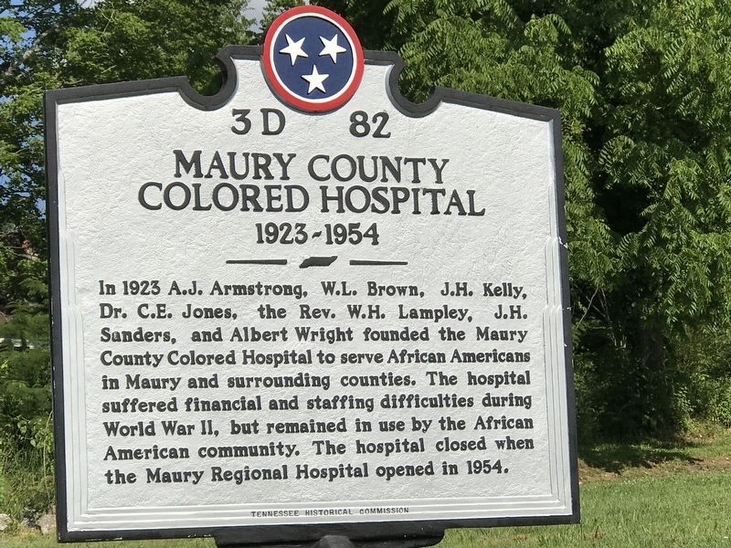Maury County Colored Hospital Marker image. Click for full size.
