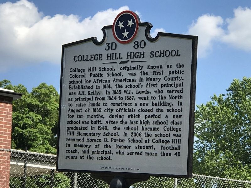 College Hill High School Marker image. Click for full size.