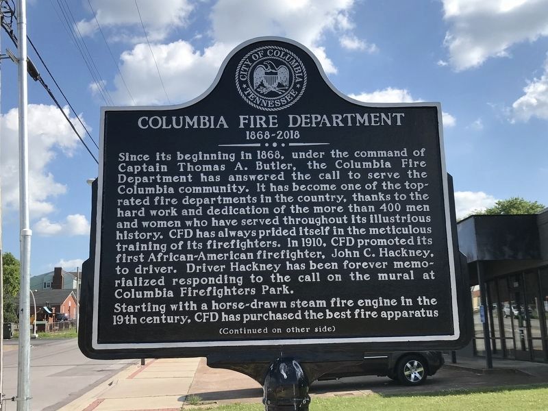 Columbia Fire Department Marker image. Click for full size.