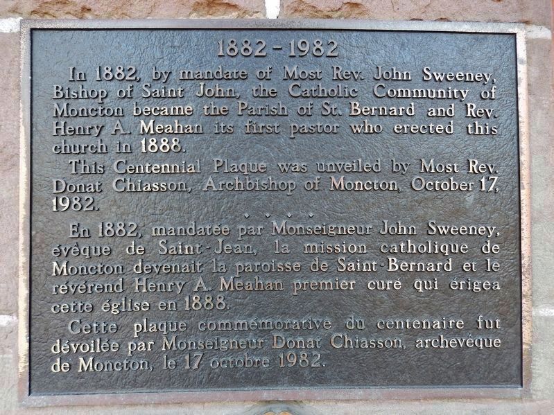 St. Bernard's Church 1882-1982 Centennial Plaque. Click for full size. St. Bernard's Church 1882-1982 Centennial Plaque image. Click for full size.