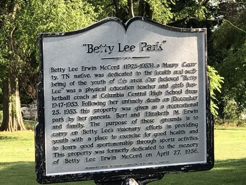 "Betty Lee Park" Marker image. Click for full size.