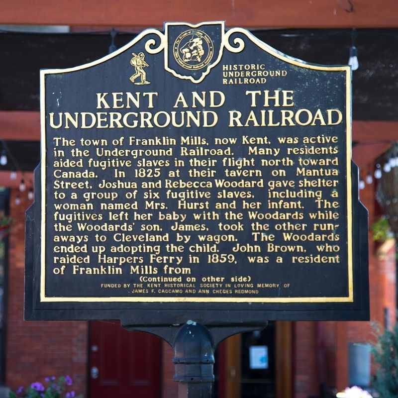 Kent and the Underground Railroad Marker, side one image. Click for full size.