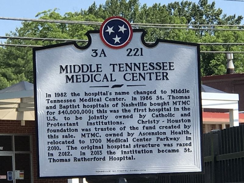 Middle Tennessee Medical Center Marker image. Click for full size.