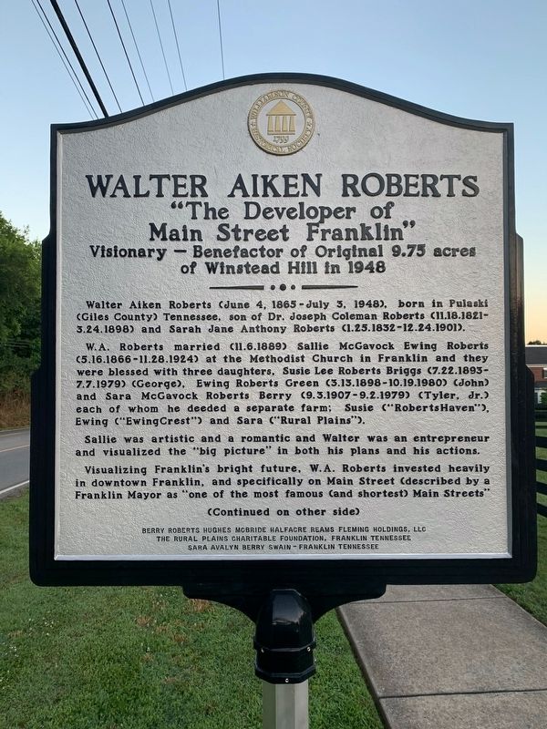 Walter Aiken Roberts Marker. Click for full size. Walter Aiken Roberts Marker image. Click for full size.
