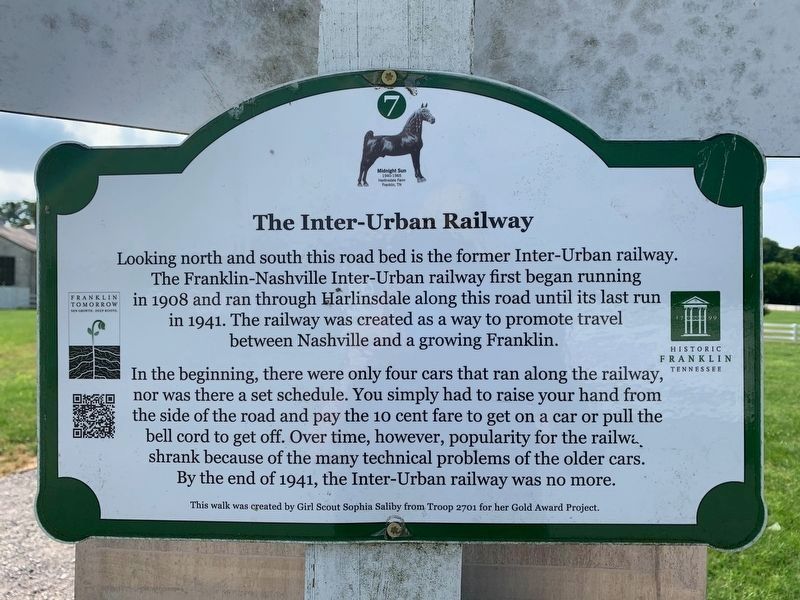 Harlinsdale Park Inter-Urban Railway Sign (near Harlinsdale car park, along road adjacent to arenas) image. Click for full size.