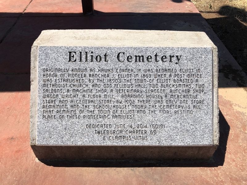 Elliot (sic) Cemetery Marker. Click for full size. Elliot (sic) Cemetery Marker image. Click for full size.