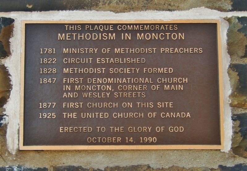 Methodism in Moncton Marker image. Click for full size.