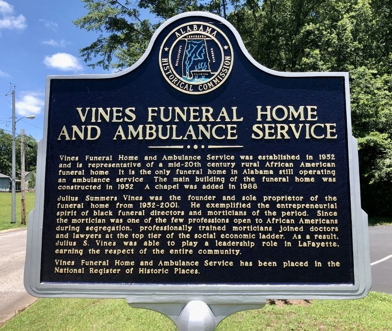 Vines Funeral Home and Ambulance Service Marker image. Click for full size.