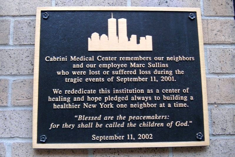 Cabrini Medical Center 9/11 Memorial image. Click for full size.
