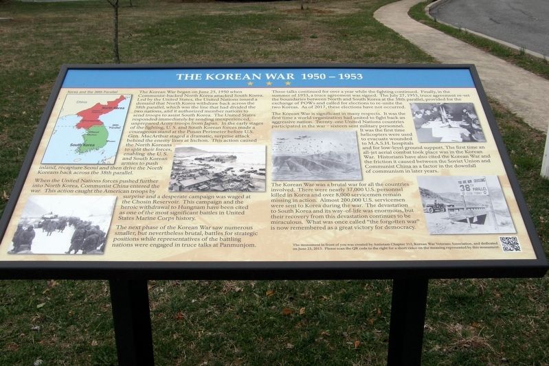 The Korean War 1950-1953 wayside. Click for full size. The Korean War 1950-1953 wayside image. Click for full size.