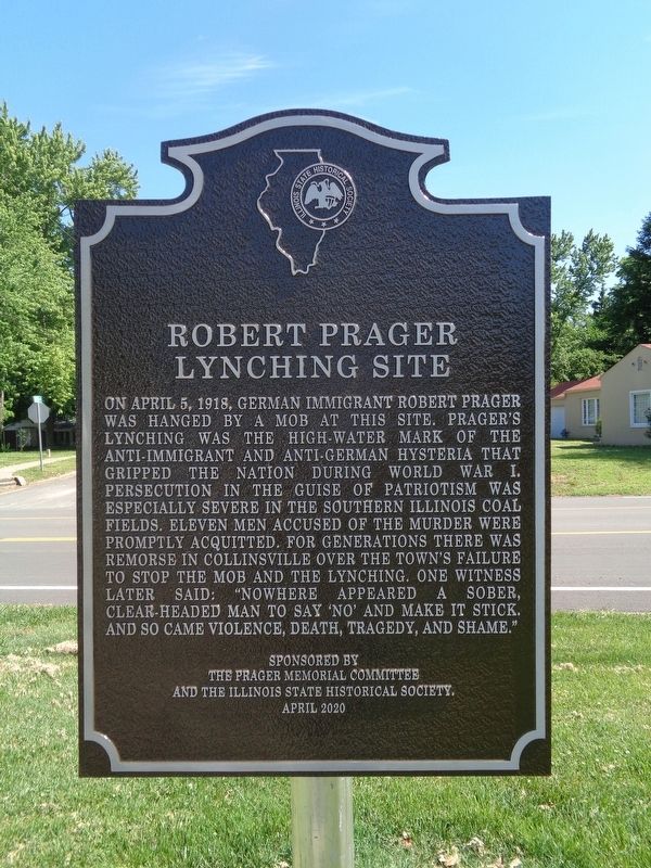 Robert Prager Lynching Site Marker image. Click for full size.