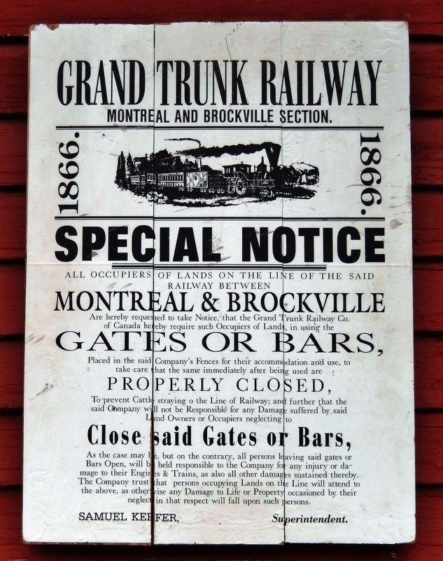 Grand Trunk Railway Notice. Click for full size. Grand Trunk Railway Notice image. Click for full size.