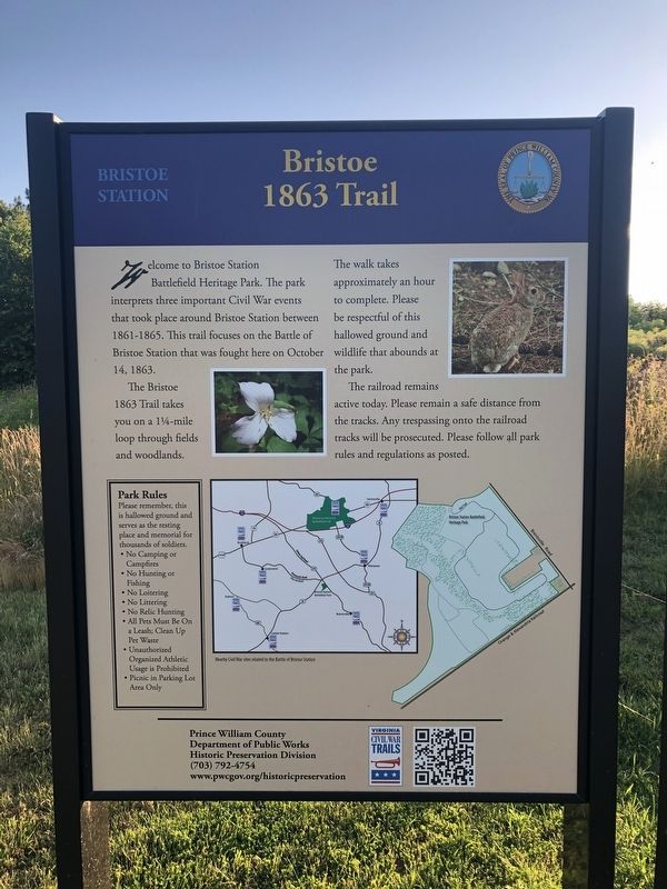Bristoe 1863 Trail Marker image. Click for full size.