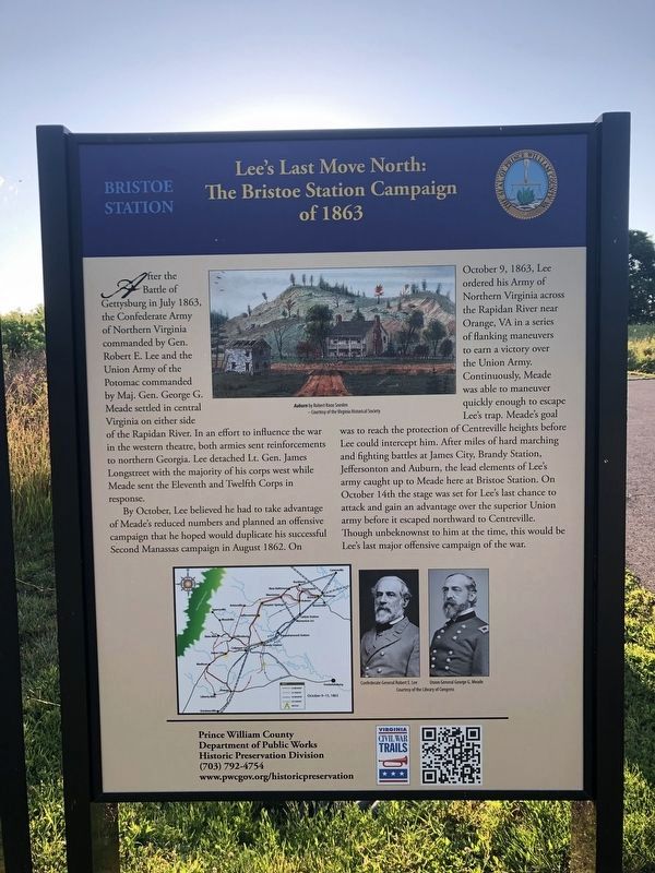 Lee's Last Move North: The Bristoe Station Campaign of 1863 Marker image. Click for full size.