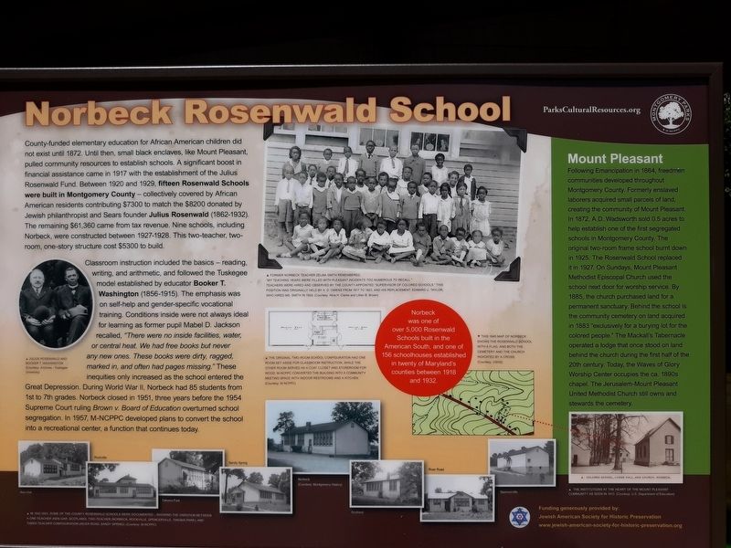 Norbeck Rosenwald School Marker image. Click for full size.