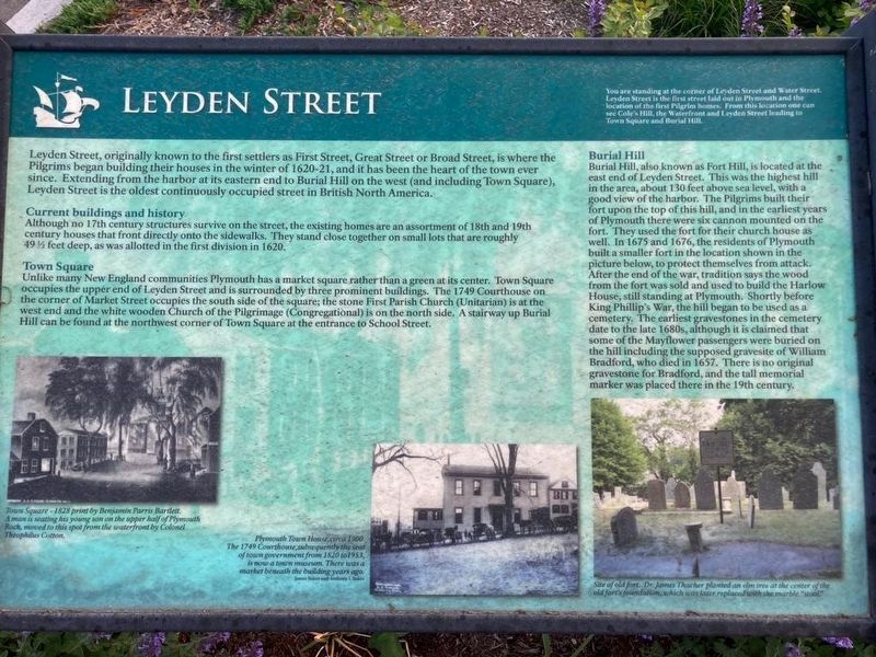 Leyden Street Marker image. Click for full size.